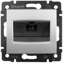 Розетка RJ-45 1 пост Legrand Valena алюминий, детальное фото
