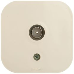 Розетка TV 1 пост Legrand Quteo слоновая кость, крупный план