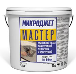 Ремонтный состав тиксотропный Микроджет «МАСТЕР» для бетона и конструкций, 5 кг, крупный план