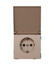 Розетка электрическая 1 пост ALTECH ENCORE 1SY IP44 шампань, изображение