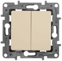 Переключатель 2-клавишный Legrand Etika 672312 слоновая кость, крупный план