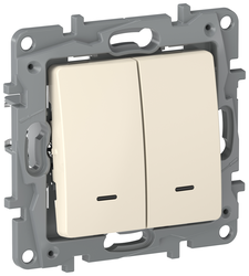 Переключатель 2-клавишный Legrand Etika 672316 слоновая кость, детальное фото