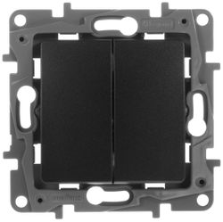 Переключатель 2-клавишный Legrand Etika 672612 антрацит, картинка