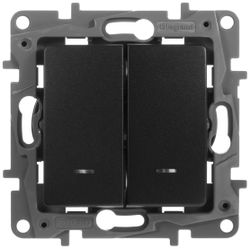 Переключатель 2-клавишный Legrand Etika 672616 антрацит, фотография
