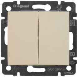 Переключатель 2-клавишный Legrand Valena 695604 слоновая кость, детальное фото