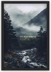 Постер в пластиковой раме Горная река, 21х30 см., фотография