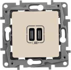 Розетка USB Type-C 2 поста Legrand Etika слоновая кость, фото