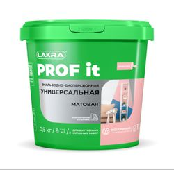 Эмаль универсальная лакра PROF IT ВД матовая база С 0,9  кг, картинка
