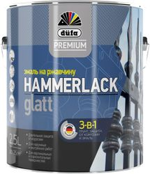 Эмаль по ржавчине DUFA PREMIUM HAMMERLACK 3В1 белая 2,5 л, фото