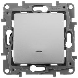 Выключатель 1-клавишный Legrand Etika 672403 алюминий, изображение