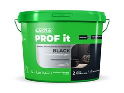 Краска интерьерная латексная Лакра PROF IT BLACK чёрная 12 кг, детальное фото