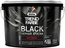 Краска интерьерная dufa Trend Farbe черный 2,5 л, крупный план