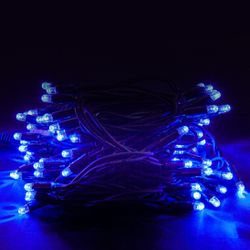 Гирлянда внешняя нить SYSTEM PROF 100 LED синий 10 м, крупный план
