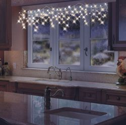 Гирлянда внутренняя занавес Glos 100 LED белый 2 м, крупный план
