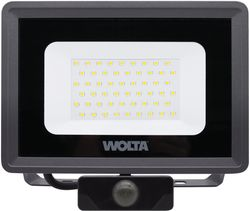 Светодиодный прожектор Wolta WFL-50W/06S 50Вт 5700K IP65 4500 Лм с датчиком, изображение