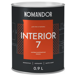 Краска для стен и потолков матовая KOMANDOR INTERIOR 7 БАЗА C 0,9 Л, вид