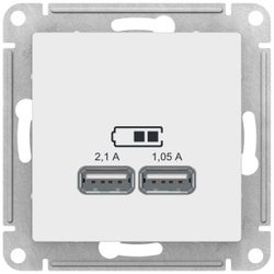 Розетка USB 2 поста Schneider Electric Atlas Design белый, фото