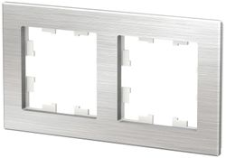 Рамка 2 поста Schneider Electric Atlas Design серебристый, фото
