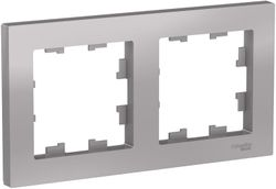 Рамка 2 поста Schneider Electric Atlas Design ATN000302 алюминий, картинка