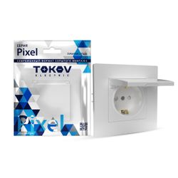 Розетка электрическая TOKOV ELECTRIC PIXEL 1791368 белый, крупный план