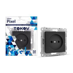 Розетка электрическая TOKOV ELECTRIC PIXEL 1792324 карбон, картинка