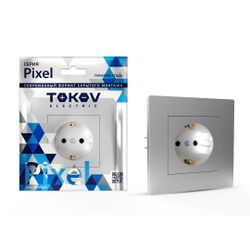 Розетка электрическая TOKOV ELECTRIC PIXEL 1792268 алюминий, вид
