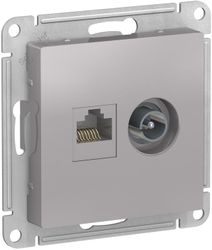 Розетка TV-RJ45 1 пост Schneider Electric Atlas Design алюминий, изображение