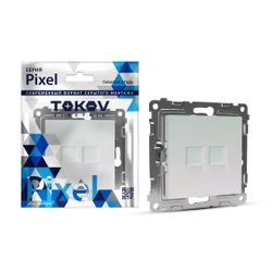 Розетка RJ-45 2 поста TOKOV ELECTRIC PIXEL перламутр, картинка