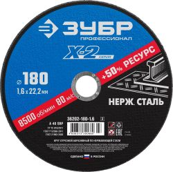 Диск отрезной по нержавейке ЗУБР 180х1,6х22,2 мм, вид