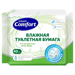 Влажная туалетная бумага биоразлагаемая COMFORT SMAV гигиена 42 шт, фотография