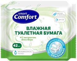 Влажная туалетная бумага биоразлагаемая COMFORT SMAV гигиена 42 шт, вид