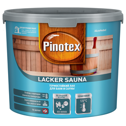 Лак Omnitex Lacker Sauna 20 полуматовый 2,7 л, крупный план
