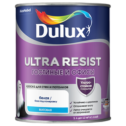 Краска Dulux Ultra Resist Гостиные и Офисы мат BW 1л, изображение