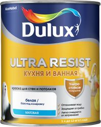 Краска Dulux Ultra Resist Кухня и Ванная матовая BC 0,9 л, картинка