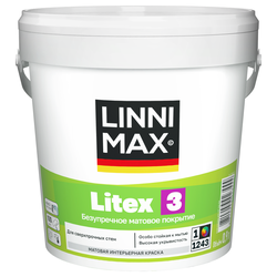 Краска LINNIMAX Litex 3 /Литекс 3 в/д интерьерная База 1 0,9 л, изображение