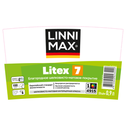 Краска в/д интерьерная LINNIMAX Litex 7 / Литекс 7 База 1 0,9 л, картинка