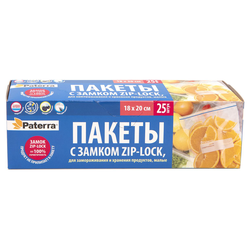 Пакеты PATERRA  для хранения и замораживания с зип-замком 18х20 см, 1 л, 25 шт, изображение