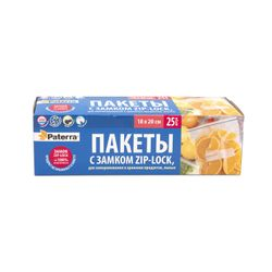 Пакеты PATERRA  для хранения и замораживания с зип-замком 18х20 см, 1 л, 25 шт, картинка