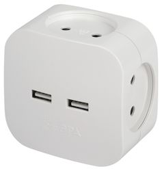 Разветвитель электрический ЭРА SP-4-USB-W на 4 розетки 220V + 2xUSB 2400mA, фотография