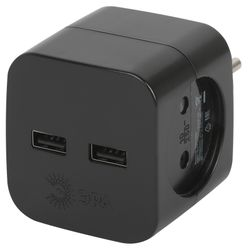 Разветвитель электрический ЭРА SP-2-USB-B на 2 розетки 220V + 2xUSB 2400mA, фотография