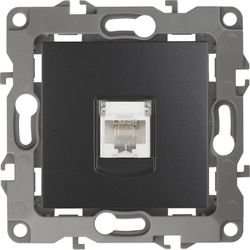 Розетка RJ-45 1 пост ЭРА Эра12 антрацит, детальное фото