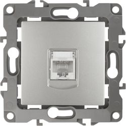 Розетка RJ-45 1 пост ЭРА Эра12 алюминий, картинка