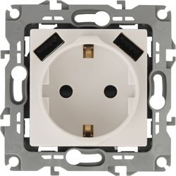 Розетка электрическая, USB 1 пост ЭРА Эра12 слоновая кость, картинка