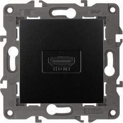 Розетка HDMI 1 пост ЭРА Elegance антрацит, детальное фото