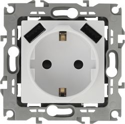 Розетка электрическая, USB 1 пост ЭРА Elegance белый, фотография