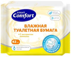 Влажная туалетная бумага биоразлагаемая COMFORT SMRO гигиена 42 шт, фото