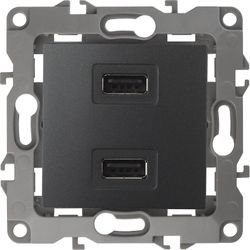 12-4110-05 ЭРА12 Устройство зарядное USB антрацит, крупный план
