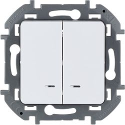 Выключатель 2-клавишный Legrand Inspiria 673630 белый, крупный план