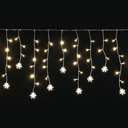 Гирлянда внутренняя бахрома SH LIGHTS 100 LED желтый 1,7 м, крупный план