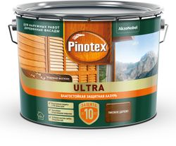 Влагостойкая лазурь Pinotex Ultra Тиковое дерево 9 л, фото